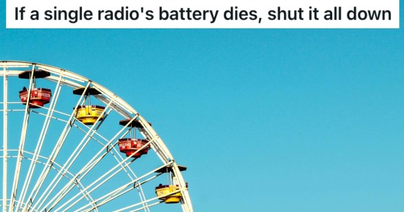 A ferris wheel against a blue sky
