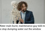 Science Teacher Tried To Stop His Classroom From Flooding By Dumping Water Out The Window, But Maintenance Ordered Him To Let The Room Fill Up