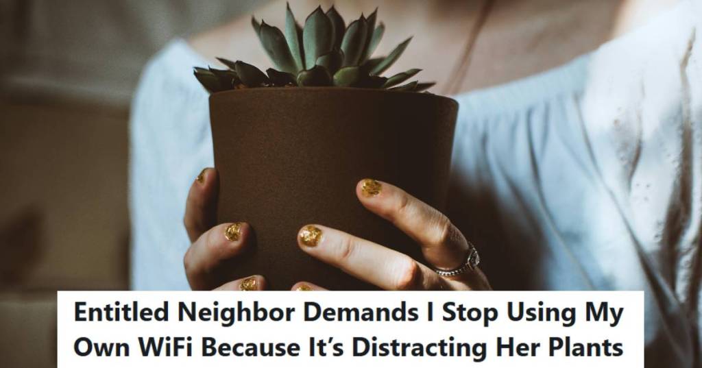 Woman holding her succulent plant with gold glittery fingernails