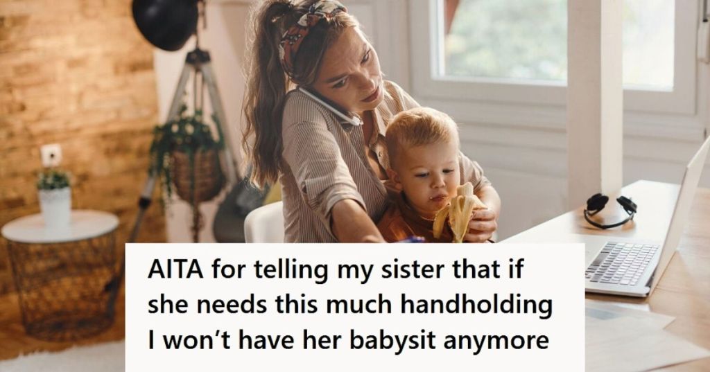 Woman babysitting while on the phone