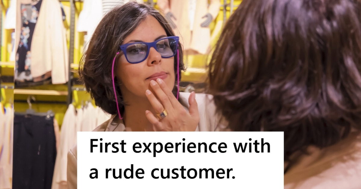 Woman wearing glasses in clothing store