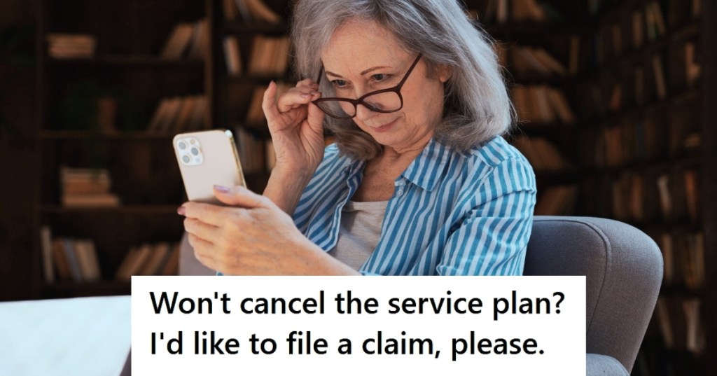 Smart woman using phone at library