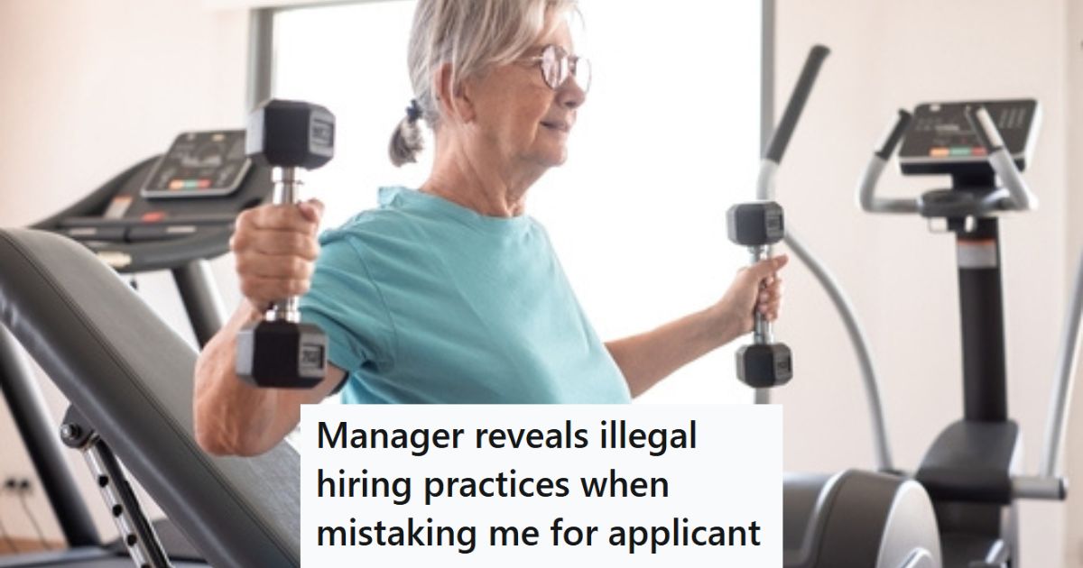 Older woman working out.