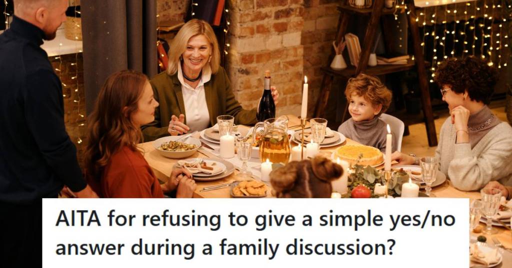 Woman sitting with her family at dinner, having a deep conversation