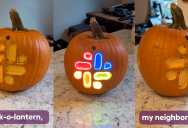 A TikTokker Made A “Slack-o-Lantern” To Mess With His Tech-Bro Neighbors