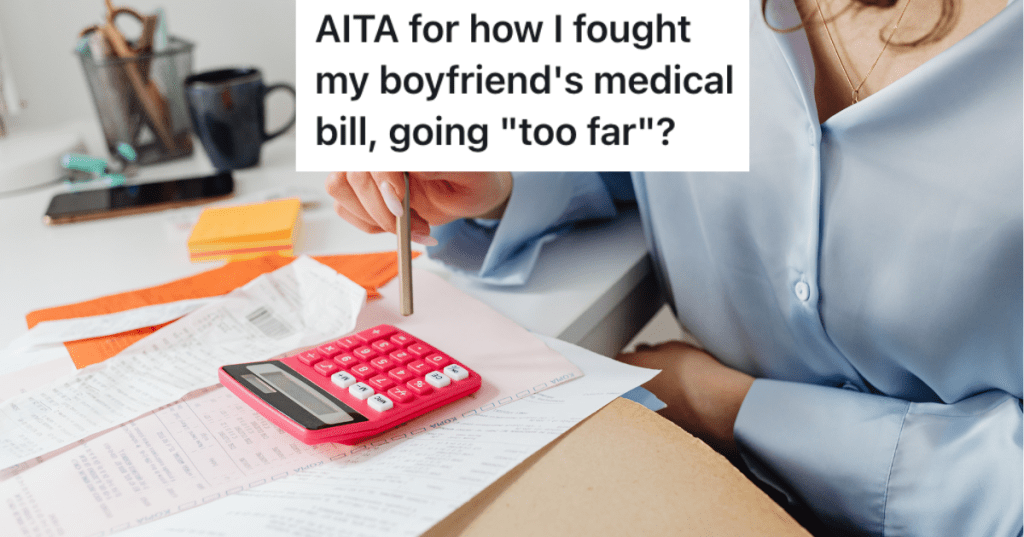 Woman with calculation and papers.