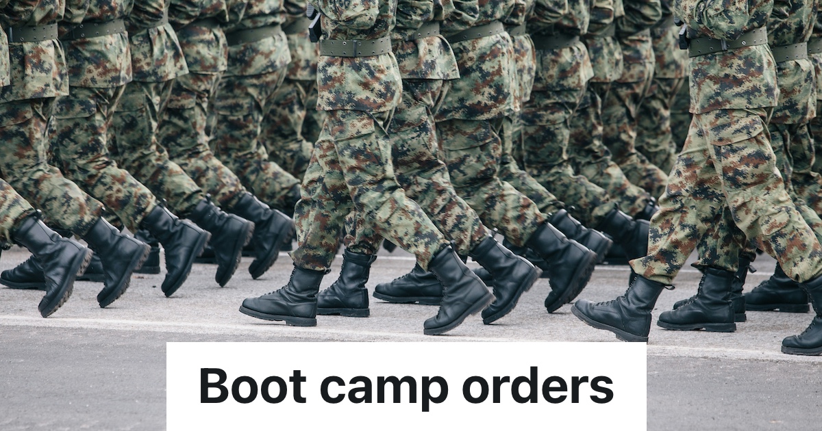 soldiers marching in step