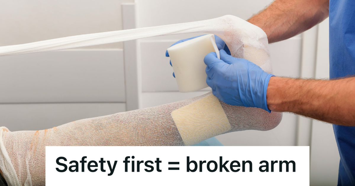 broken arm getting bandaged