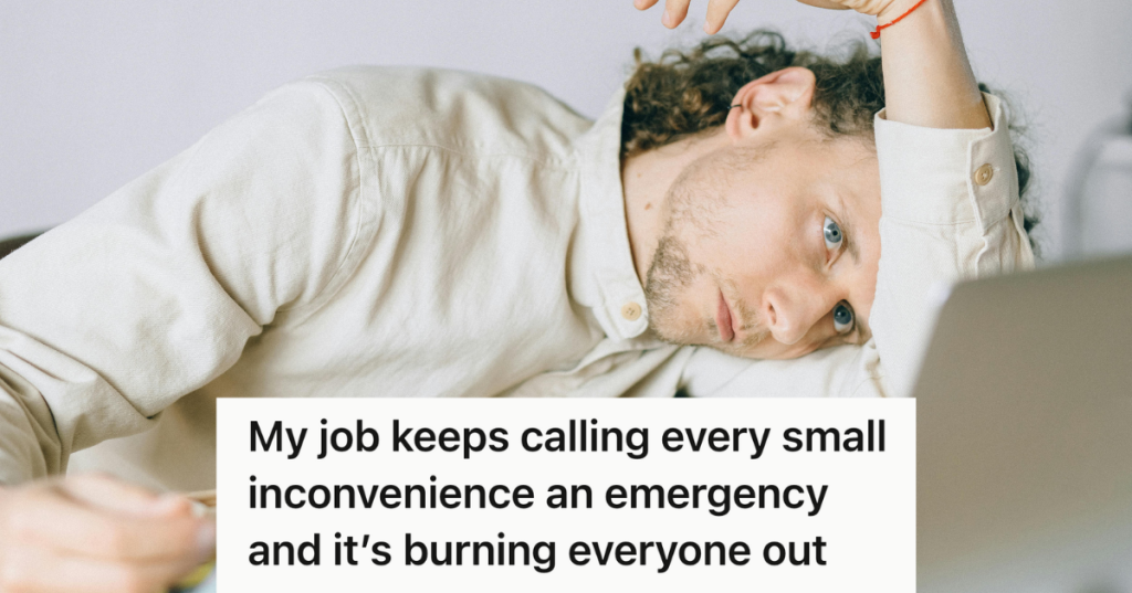 burned out employee at his desk