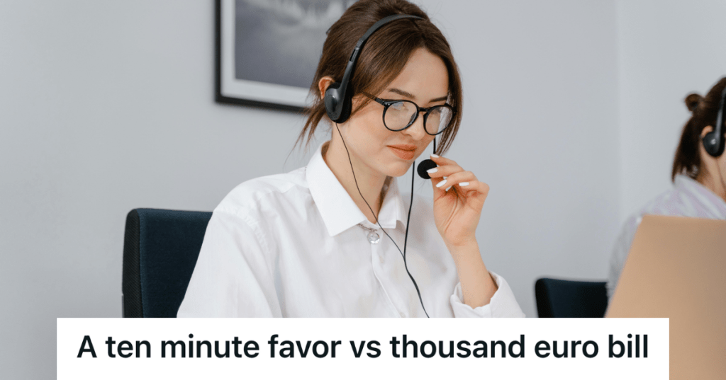business woman with a headset on her computer