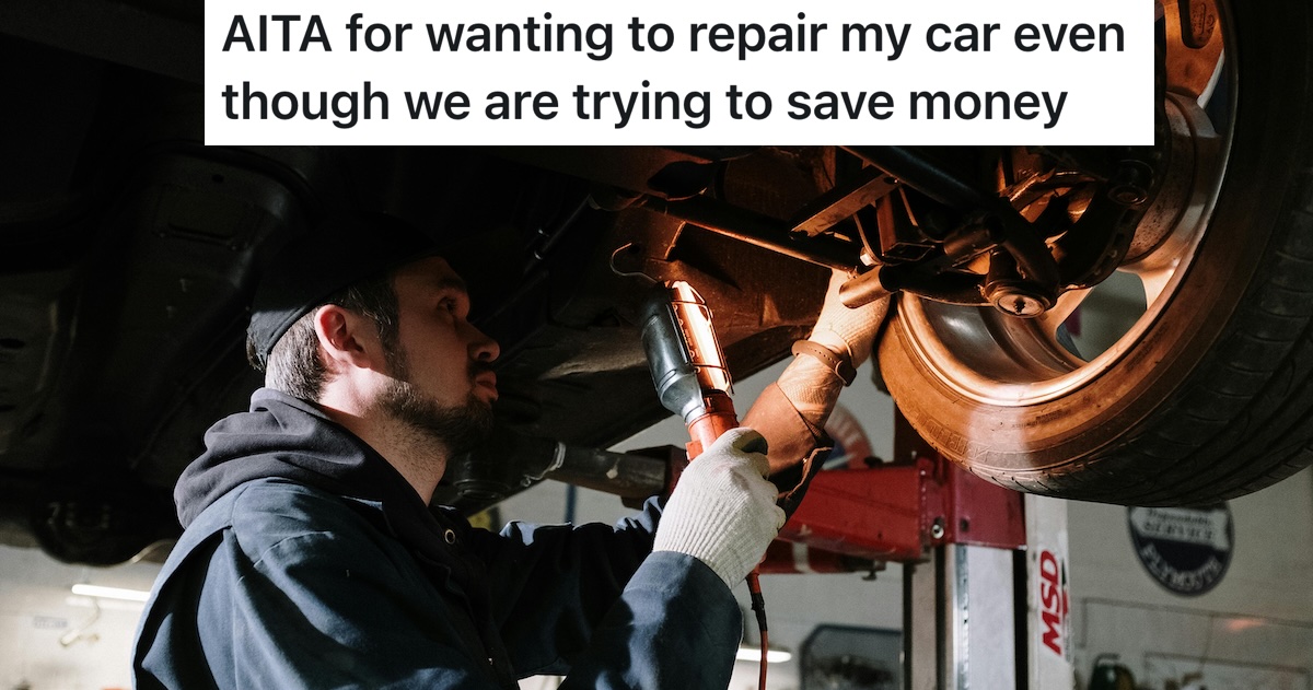 Man Tries to Repair His Car While Saving For A House, But His Girlfriend Says He’s Just Wasting Money person fixing a tire on a car