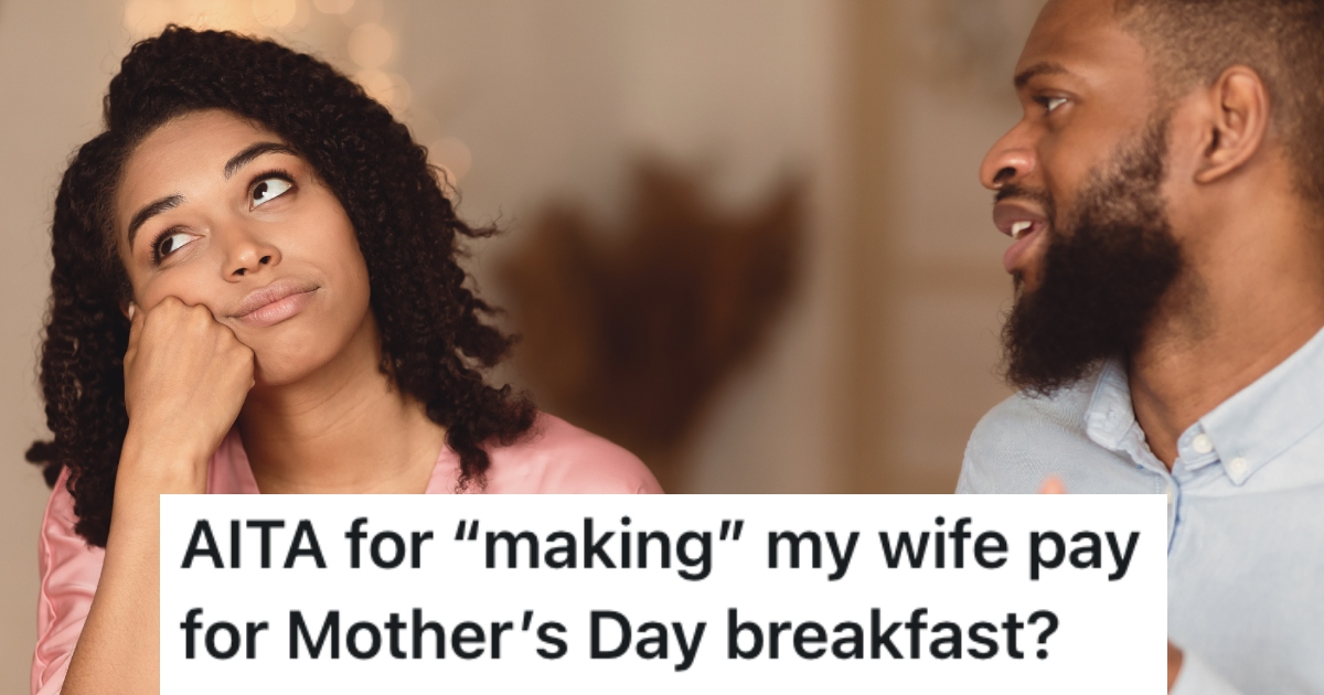 A Husbands Credit Card Got Rejected, So His Wife Had To Pay For Her Own Mothers Day Breakfast woman rolling her eyes