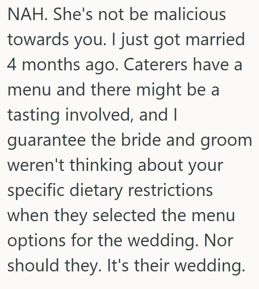 comment 1 51 Vegan Woman Is A Bridesmaid In Her Sisters Wedding, But None Of The Food Is Going To Accommodate Her
