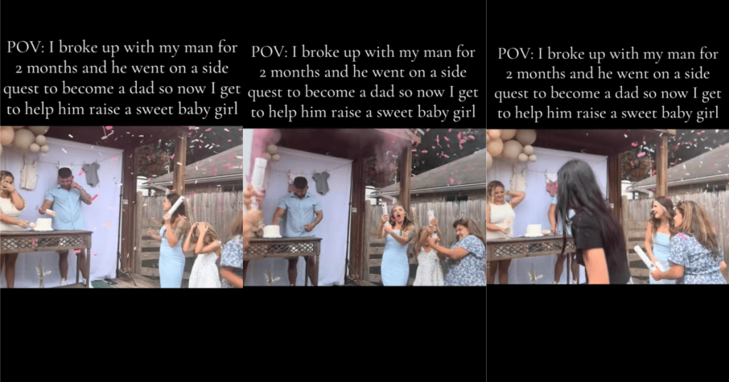 people at a gender reveal party