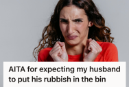 Her Husband Was Sick, But Refused To Walk A Foot To The Trash Bin. So She Ended Up Cleaning Up His Messy Trail Of Tissues.