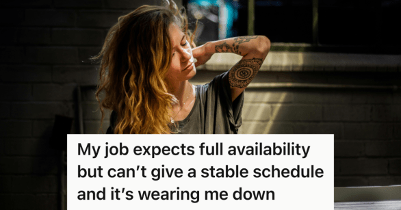 exhausted woman touching her back