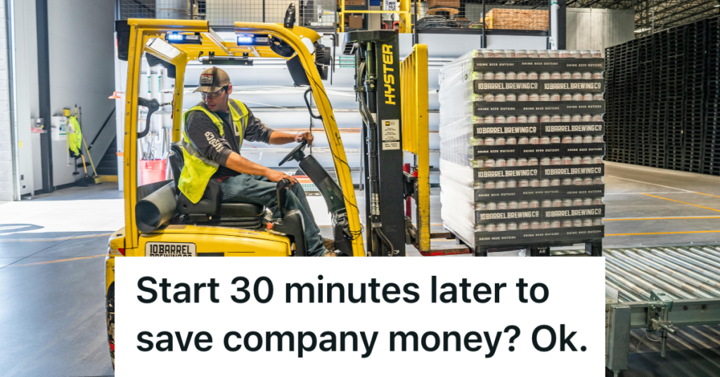 factory worker operating a forklift
