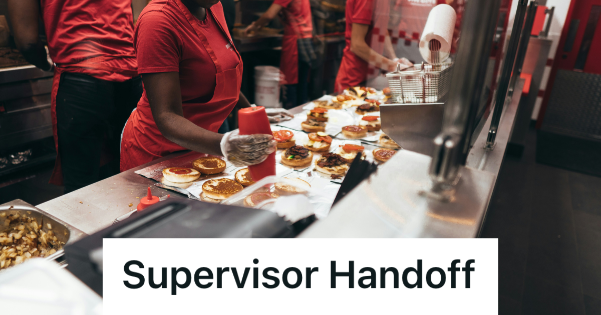 fast food kitchen staff making burgers