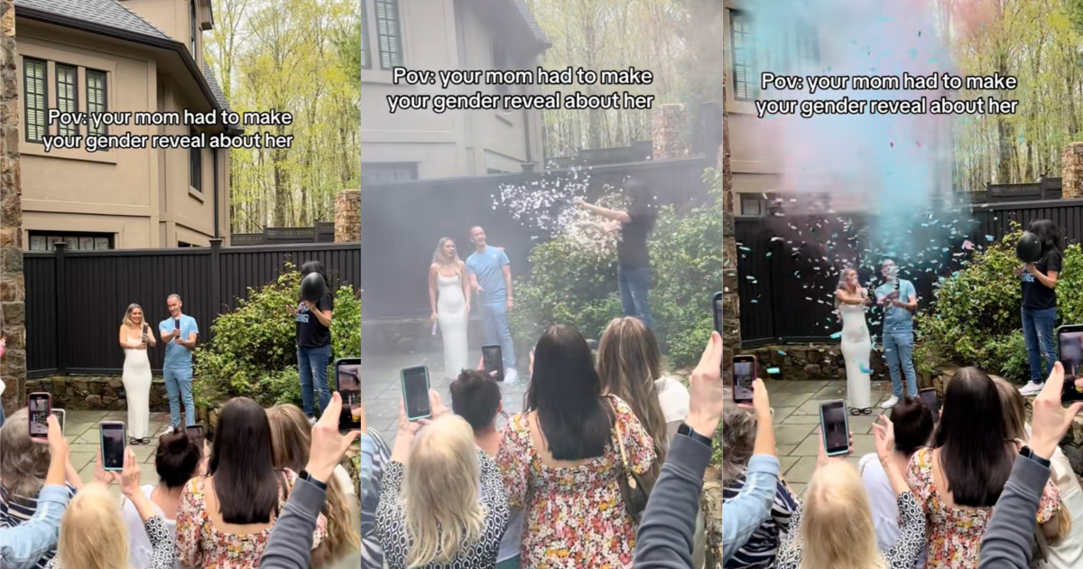 people at a gender reveal party