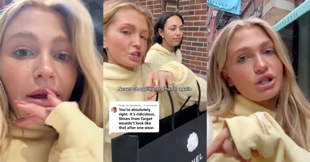 woman talking about shoes