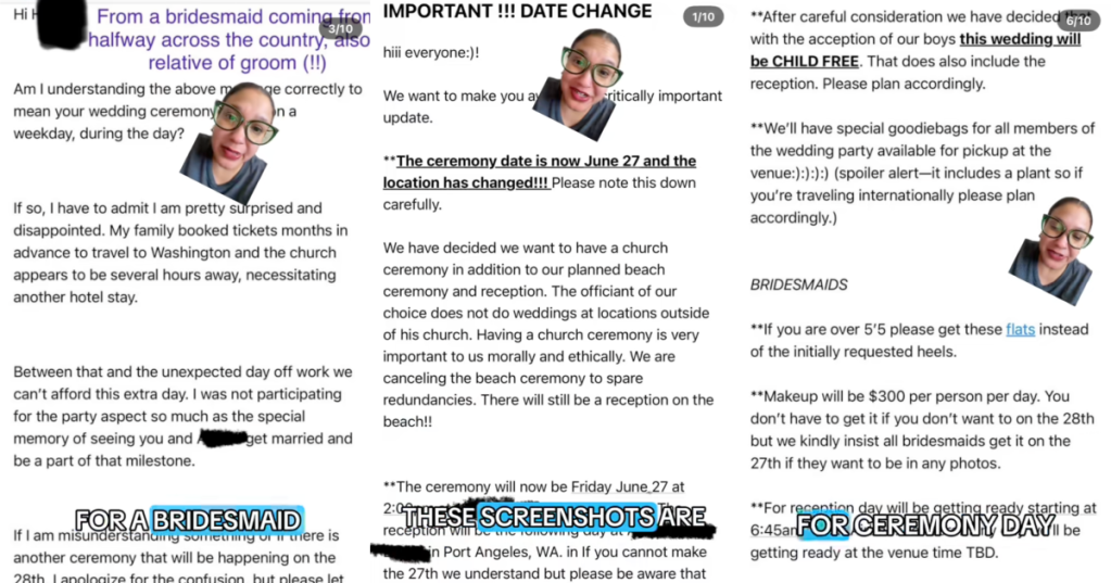 woman talking about a wedding