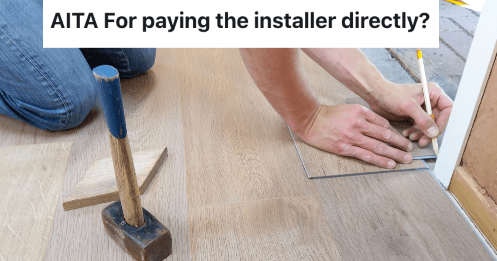 Someone installing flooring.