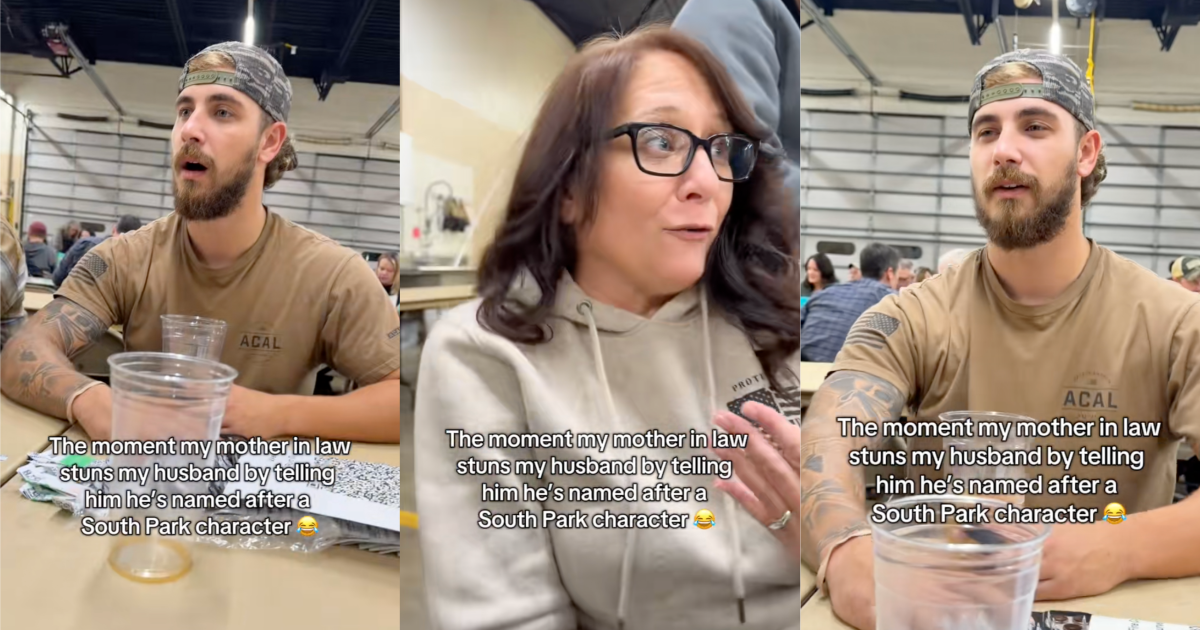 woman talking to her son