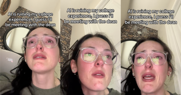 woman talking about college