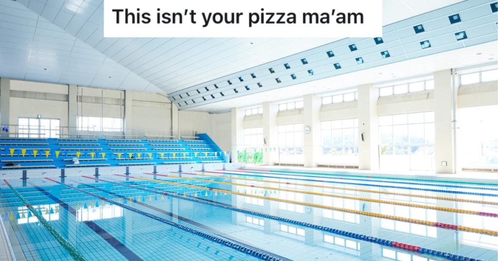 Empty indoor pool lanes.