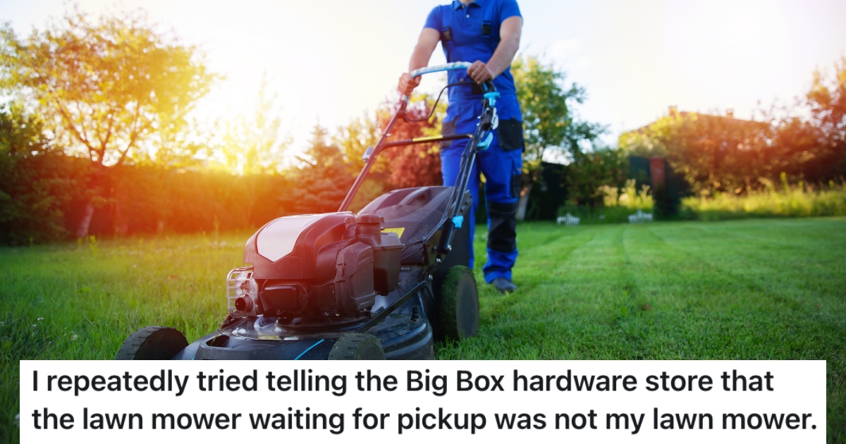 man mowing a lawn