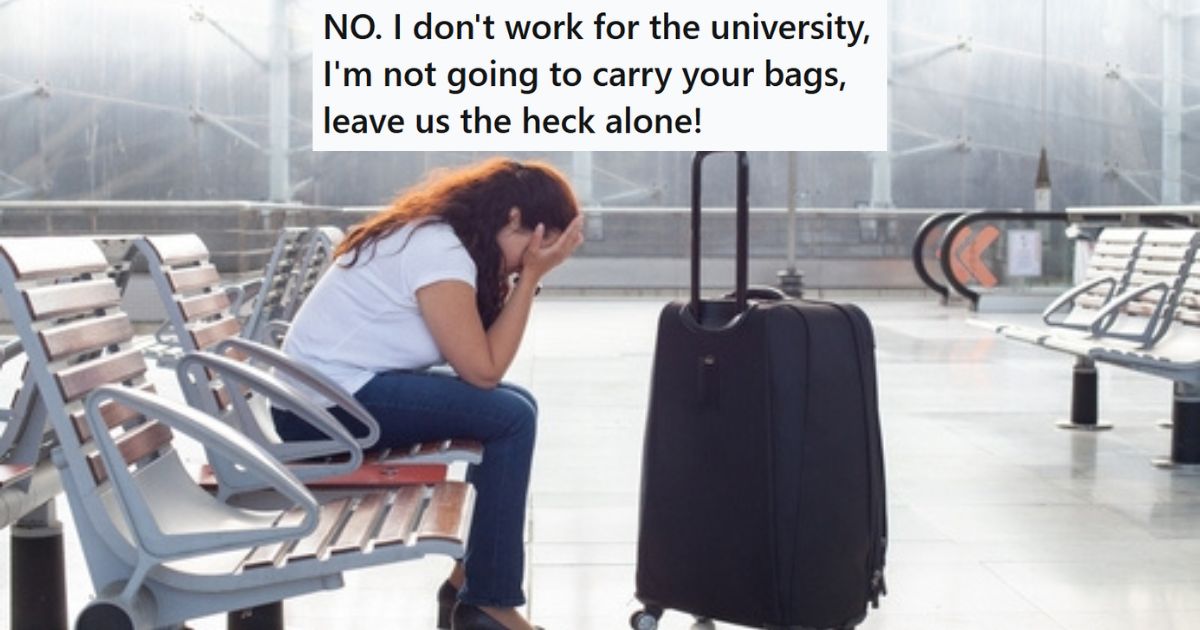 Upset woman with luggage
