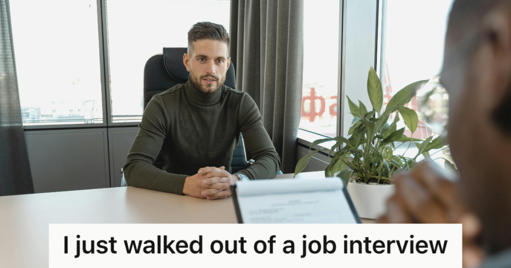 man in turtle neck sitting in interview