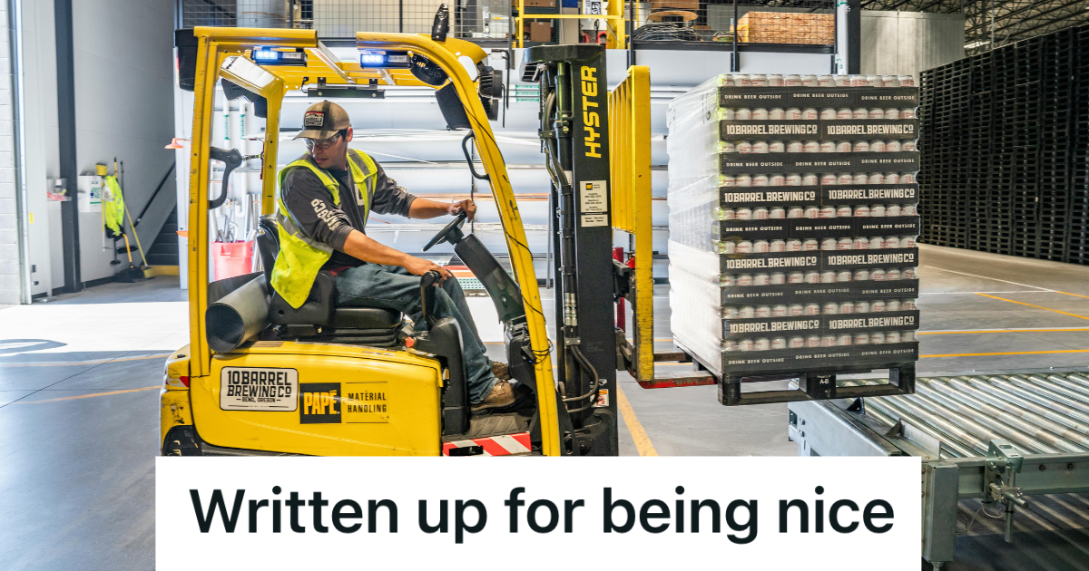 man operating a forklift in a distribution center
