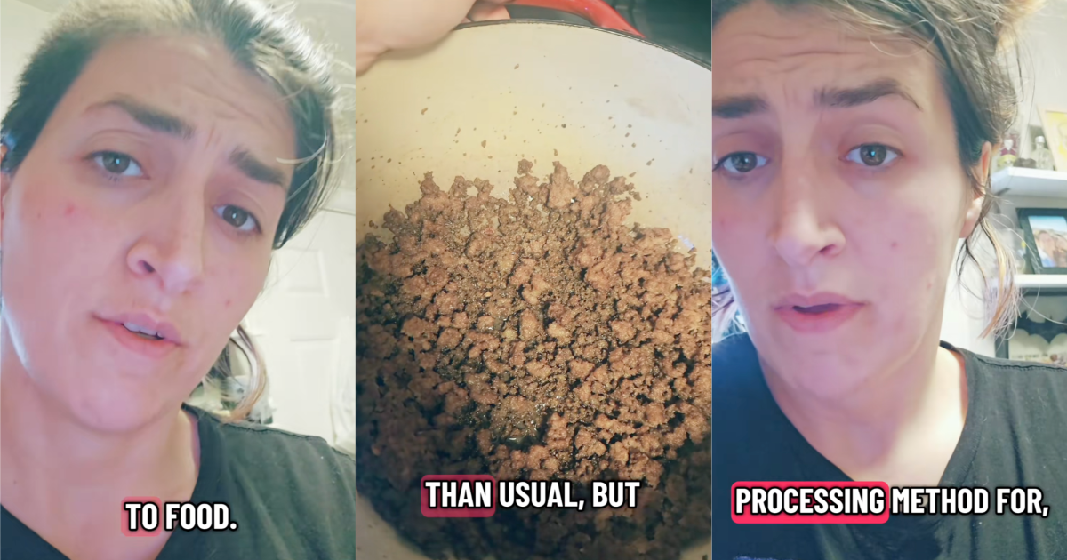 woman talking about meat