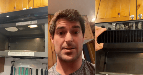 man talking about his microwave