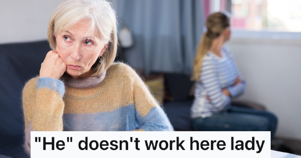 grumpy old woman fighting with grandma