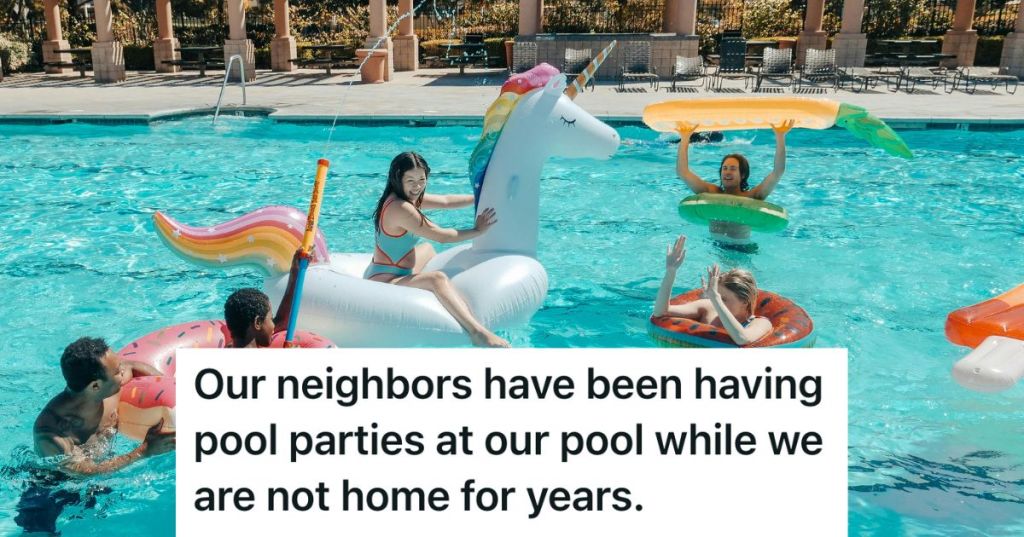 Group of people having a pool party