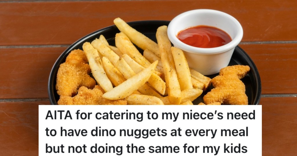 dino nuggets, fries, and ketchup