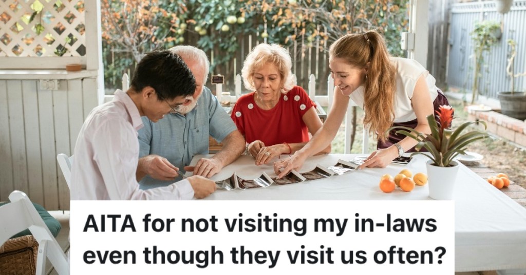 grandparents and teens looking at pictures