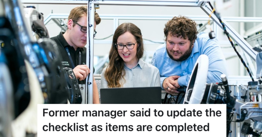 coworkers huddled around a computer