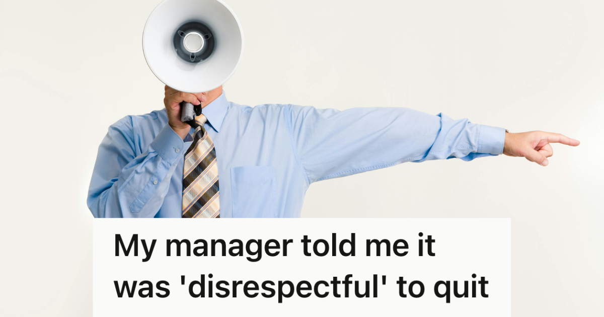 Manager Tried To Shame An Employee When She Quit During Busy Season, But He Ended Up Exposing His Own Double Standards professional man pointing with a megaphone