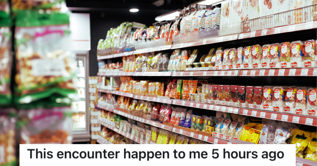 A Russian Woman Berated Him At The Store, But Little Does She Know He Doesnt Even Work There Grocery store aisle