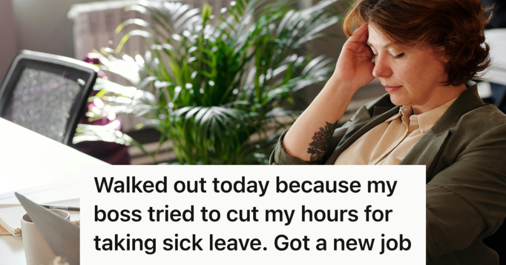 sick employee working at her desk