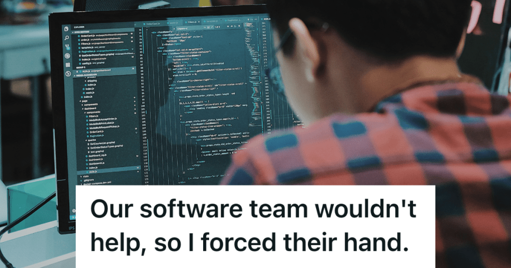 software developer looking at computer screen