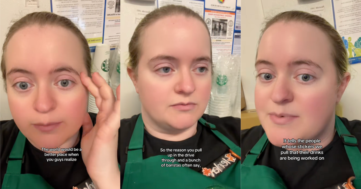 woman talking about starbucks