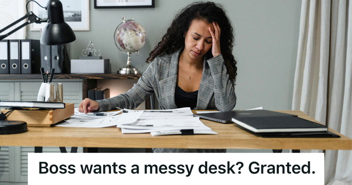 stressed employee working at a messy desk
