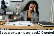 Worker Was Told Their Desk Looked Too Empty, So They Dumped Out A Drawer Of Supplies Just To Appease Their Crazy Boss