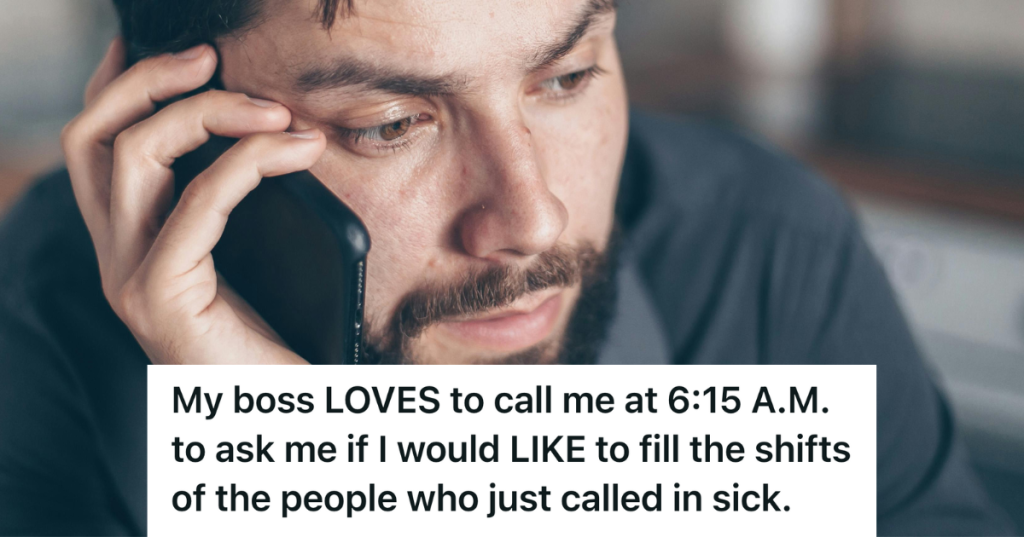 stressed man talking on the phone with boss