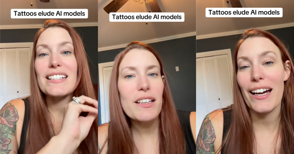 woman talking about tattoos