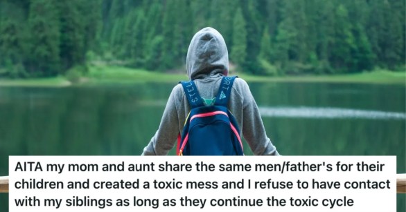 A person in a hoodie with a backpack, alone at a lake